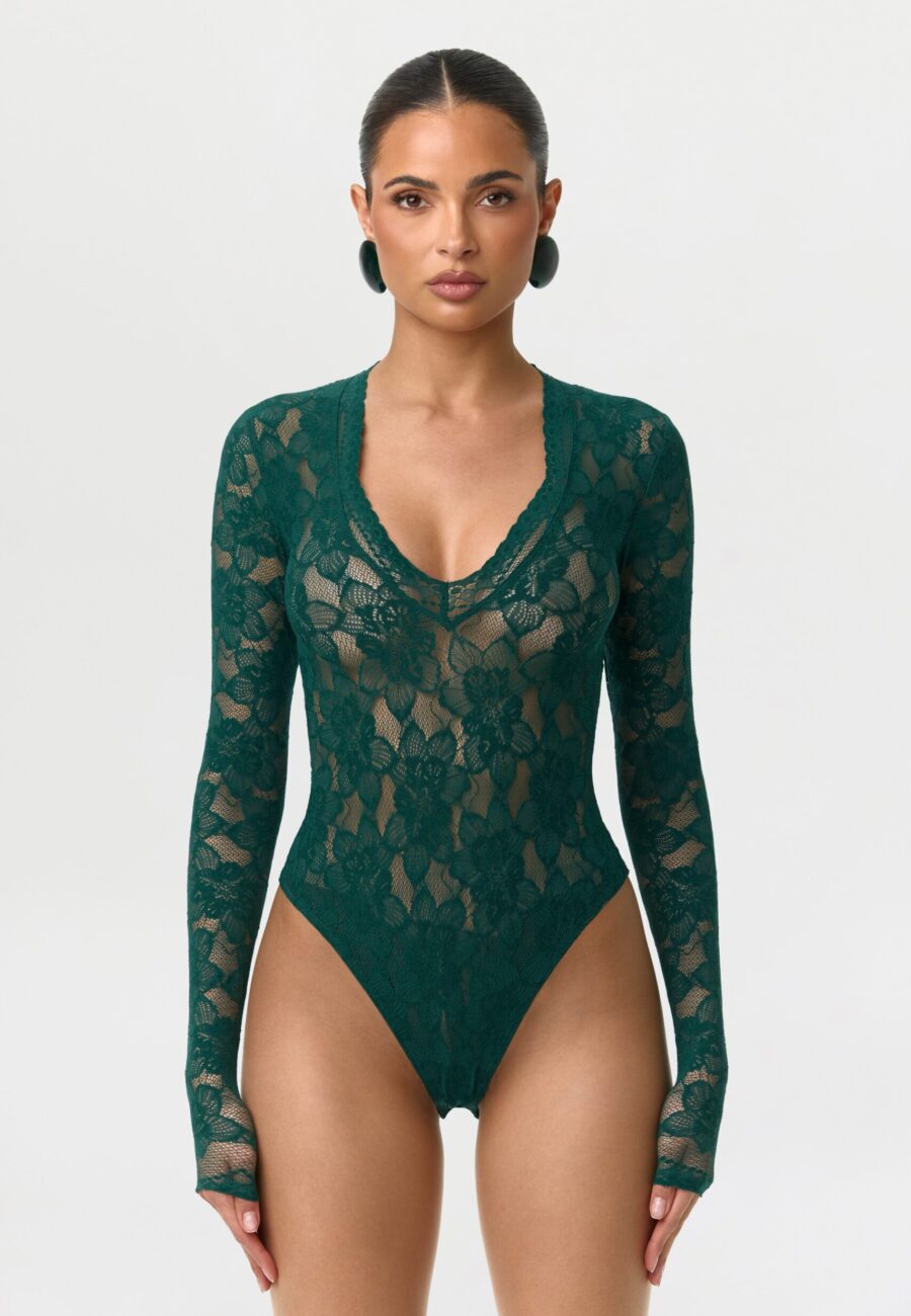 Stretch Lace V-Neck Bodysuit