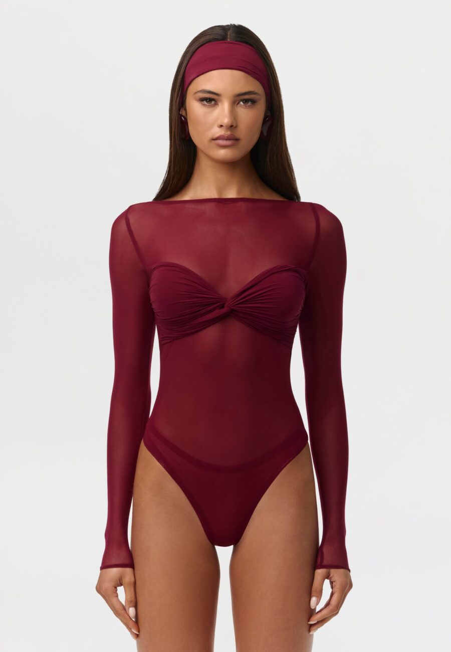 Naked Mesh Boatneck Bodysuit