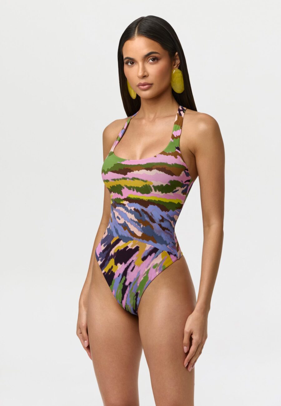 Naked Print Racerback Scoop Tank Bodysuit