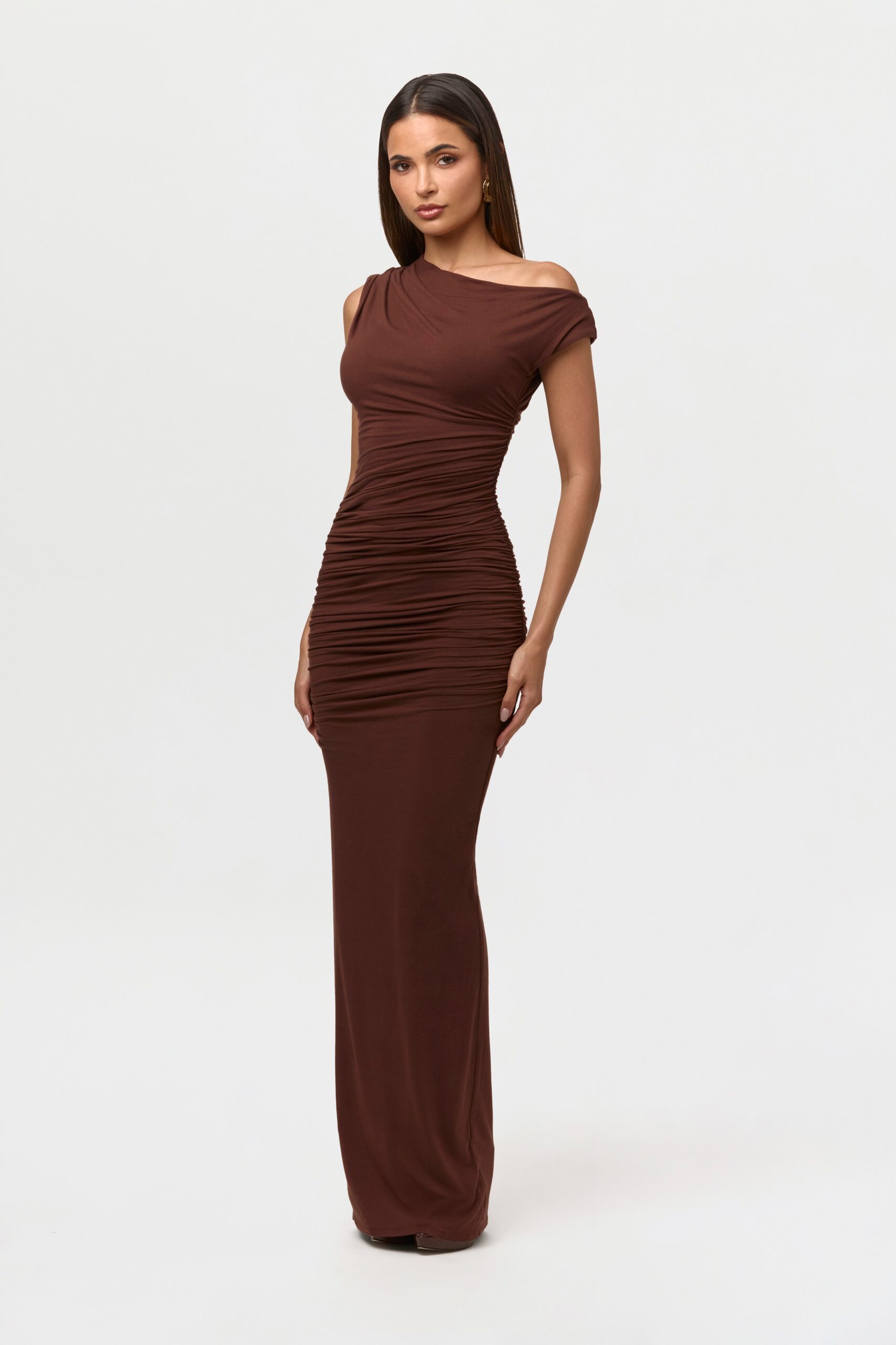 Smooth Off-Shoulder Ruched Maxi Dress - Image 2