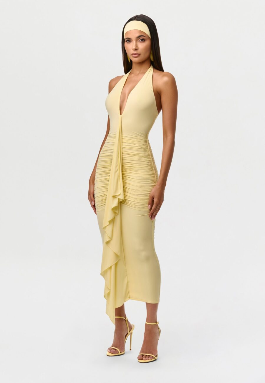 Naked Ruffle Halter Dress