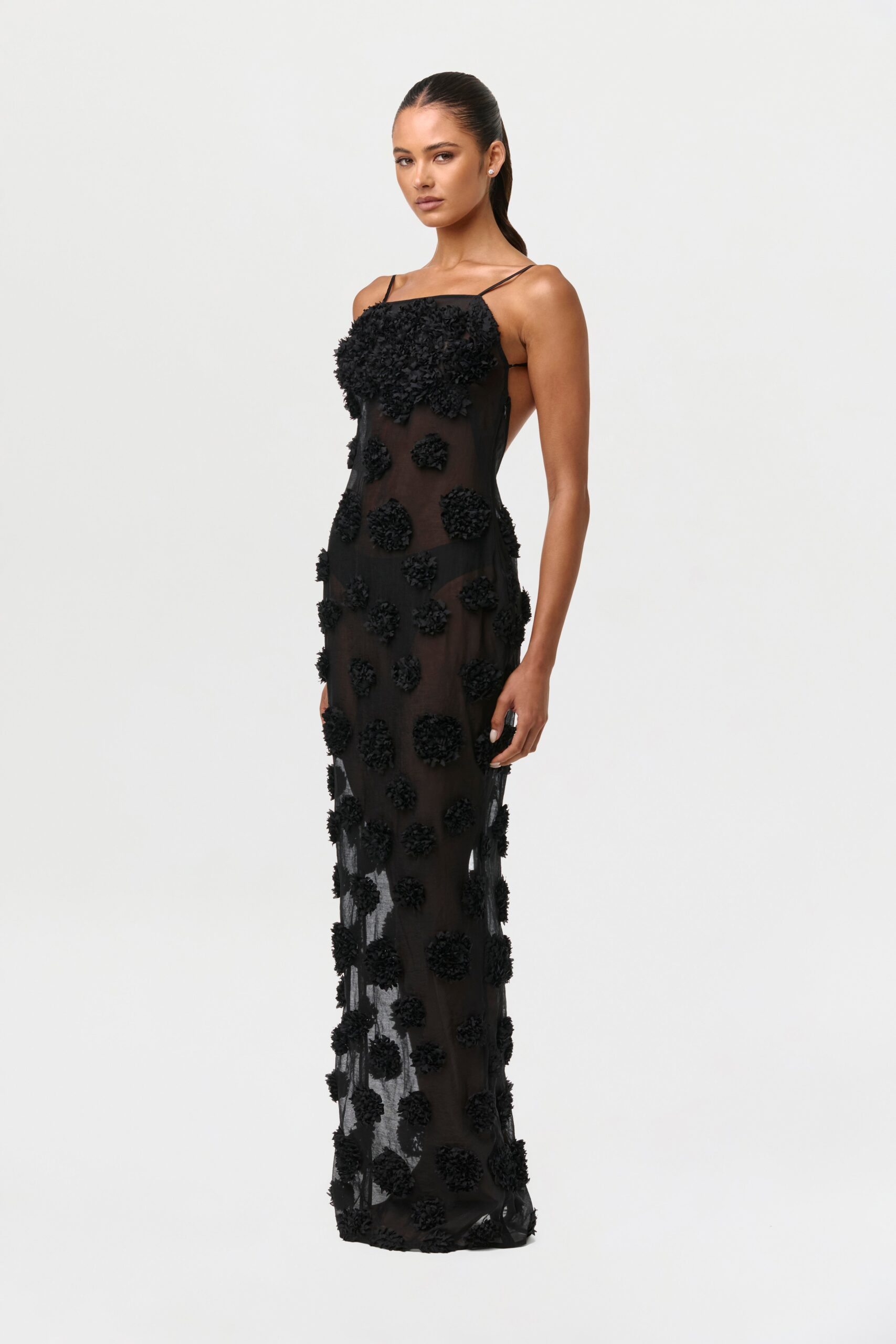 Floral Appliqu?? Open Back Dress - Image 2