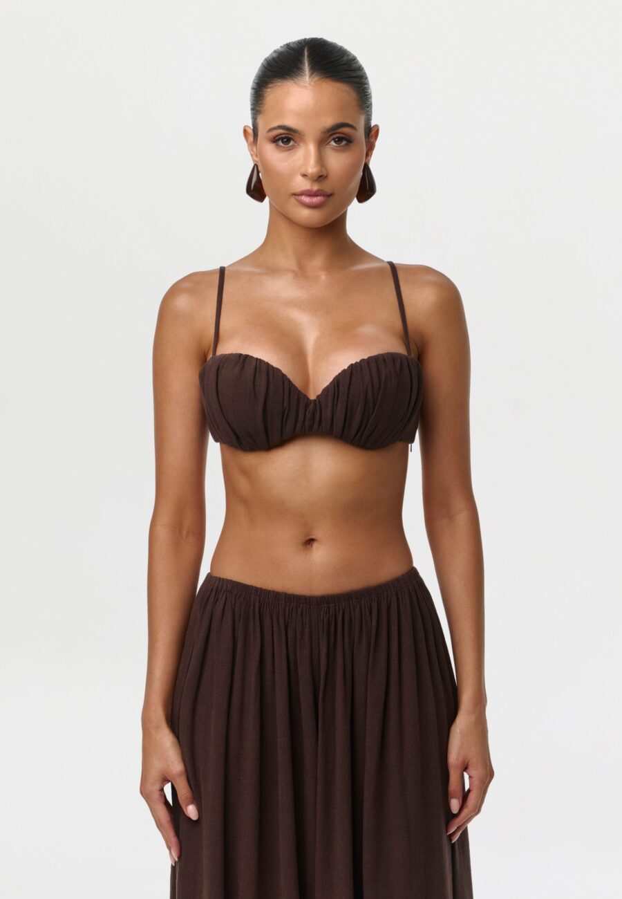 Linen Shirred Bra Top